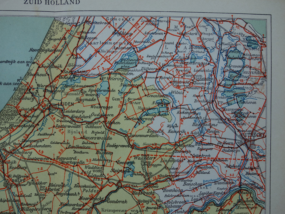 South Holland Old map of the province of South Holland from 1939 original vintage historical map