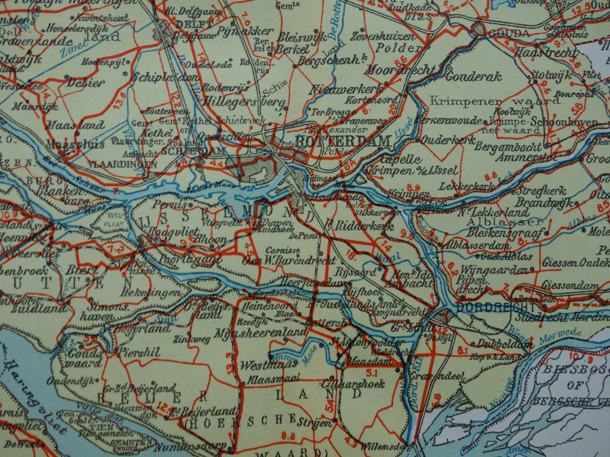South Holland Old map of the province of South Holland from 1939 original vintage historical map