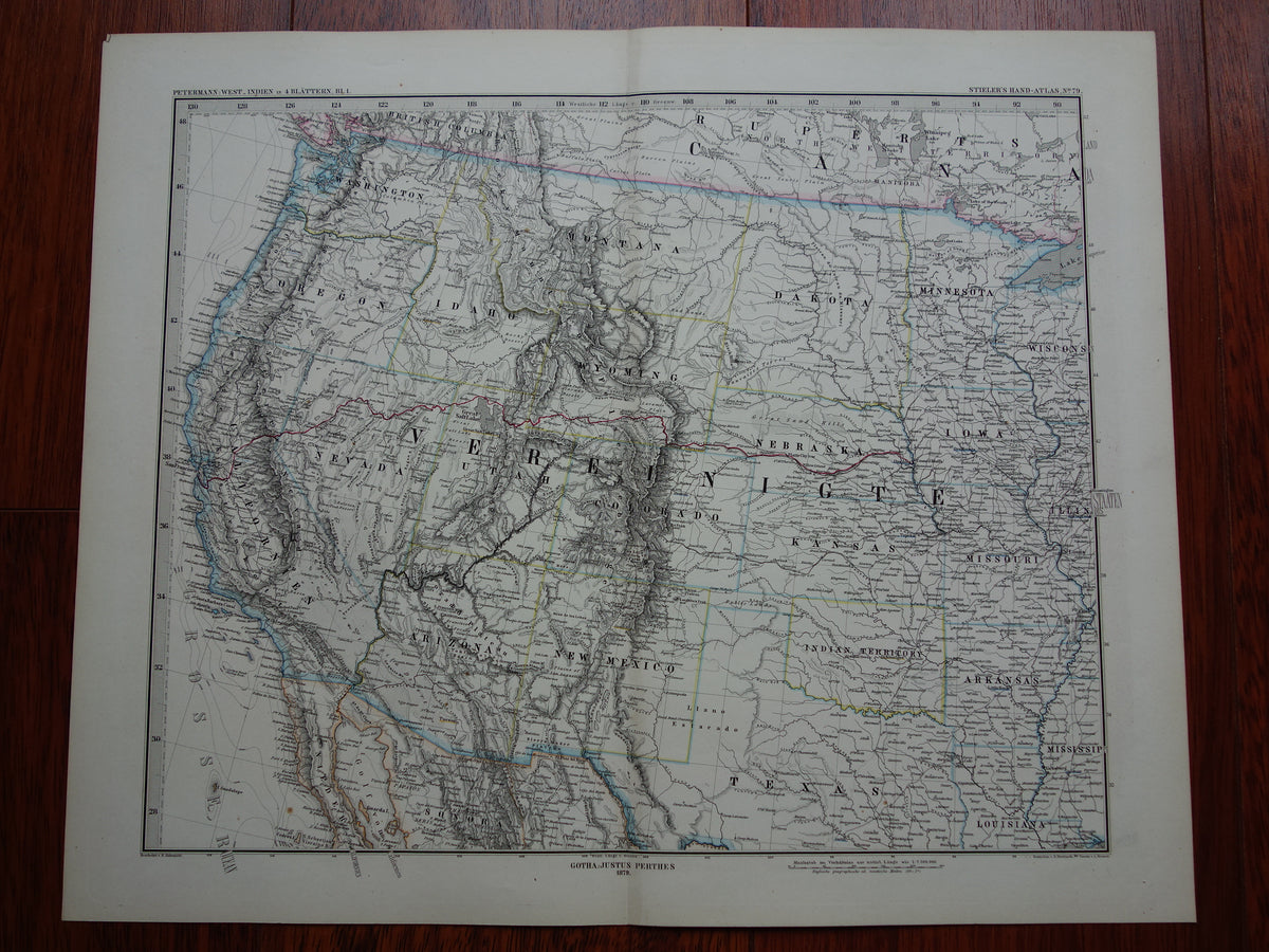 Old map of USA 1879 original antique map of USA Mexico Caribbean vintage historical maps 78x95 cm large poster