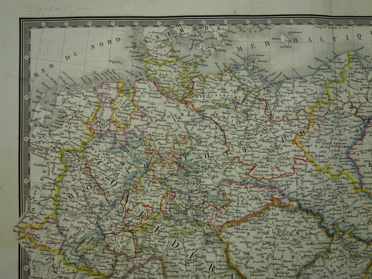 CENTRAL EUROPE old map from 1830 Germany Poland Austria Hungary Large original antique French map