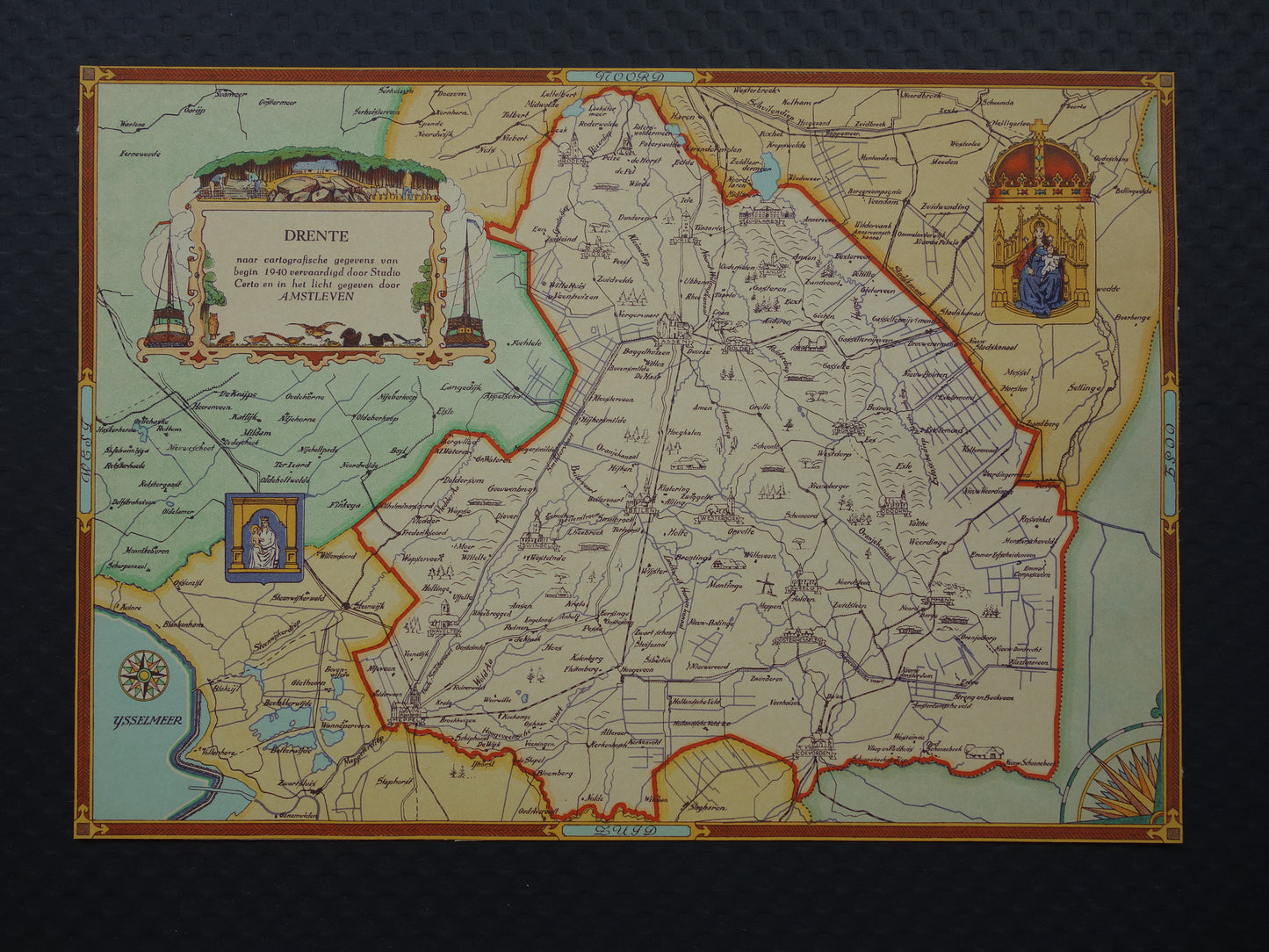 DRENTE Vintage map of the province of Drenthe from 1947 Old historical map