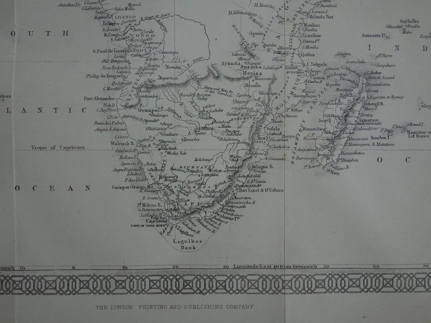 Alte Afrikakarte von 1860, originale antike Kontinentkarte Afrika, John Rapkin – Vintage-Karten