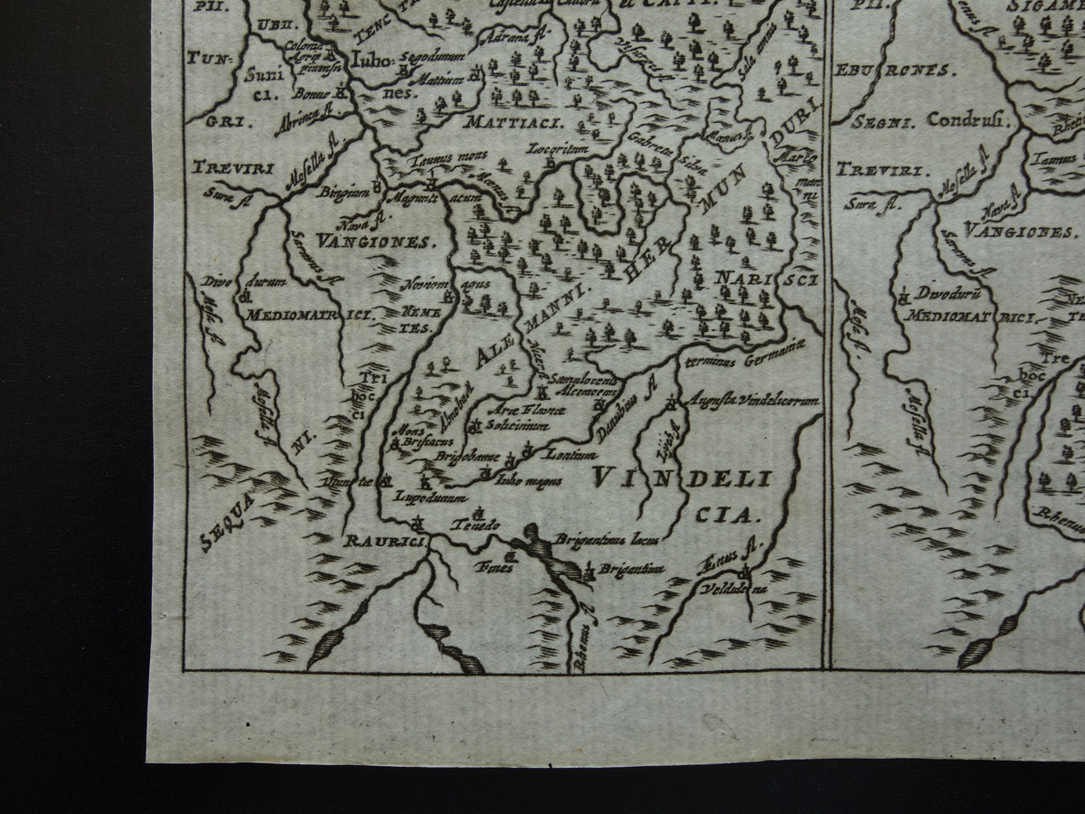 GERMANY 360+ year old map of Germany in classical antiquity 1661 original antique Dutch map very small format