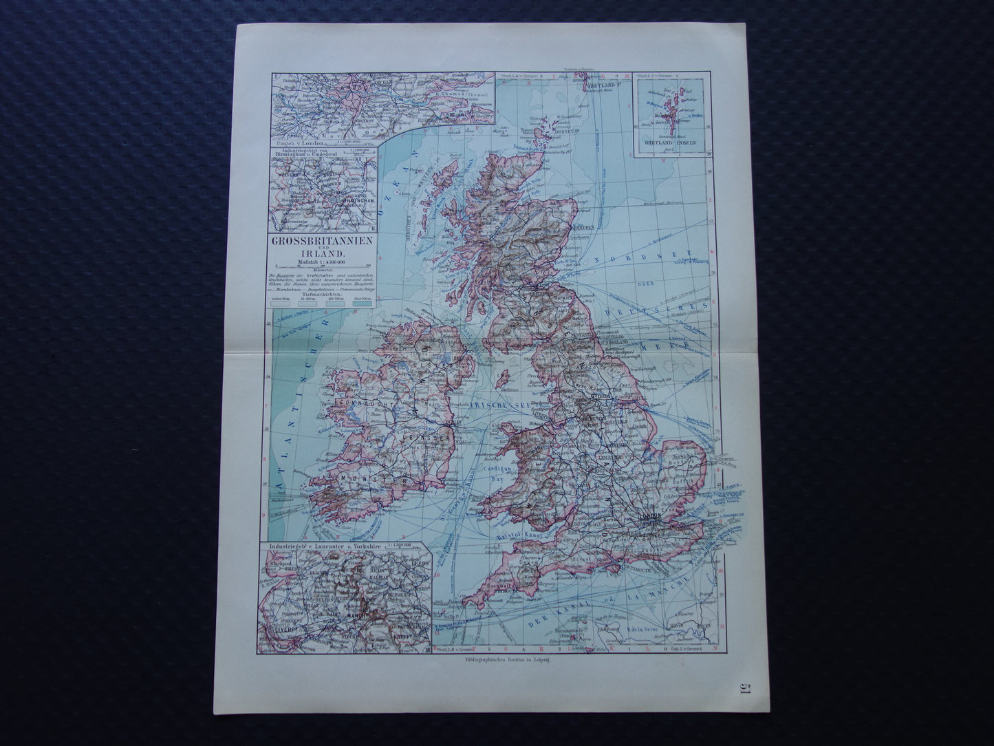 Britische Inseln, alte Karte des Vereinigten Königreichs, Irlands und Großbritanniens von 1913, originale antike Karte
