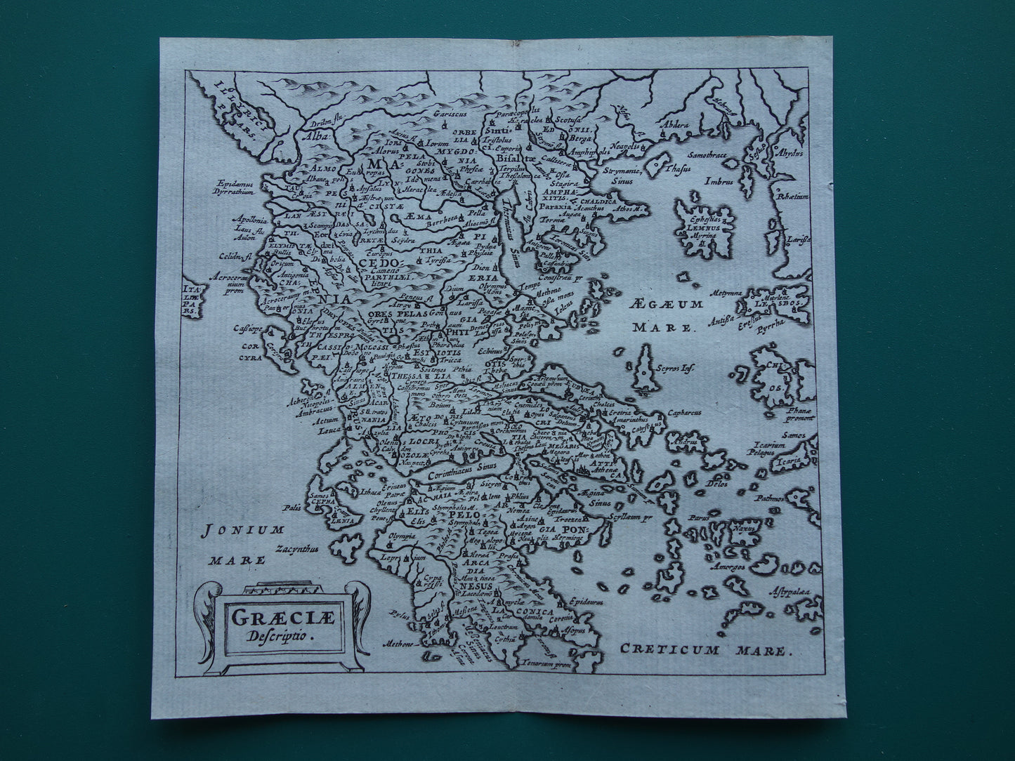 360+ Year Old Map of Greece 1661 Original Antique Map Greece Small Format - Graeciae Descriptio Cluver