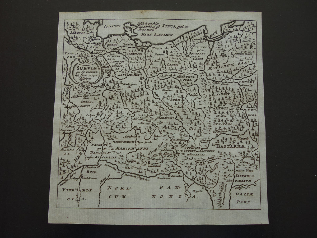 POLAND 360+ year old map of Poland in ancient times 1661 original antique Dutch map very small size