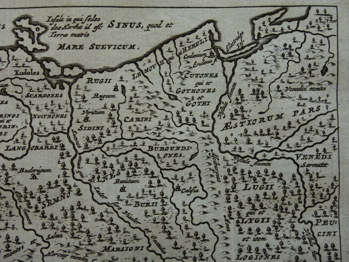POLAND 360+ year old map of Poland in ancient times 1661 original antique Dutch map very small size