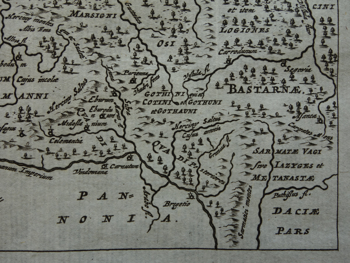 POLAND 360+ year old map of Poland in ancient times 1661 original antique Dutch map very small size