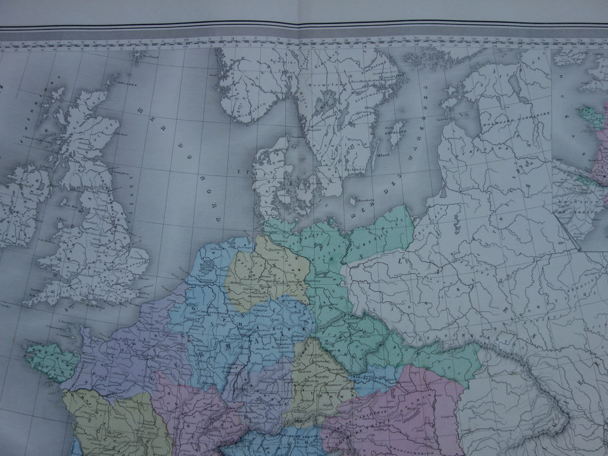 Map of Europe Charlemagne Antique map European continent 8th century Emperor Charles vintage maps