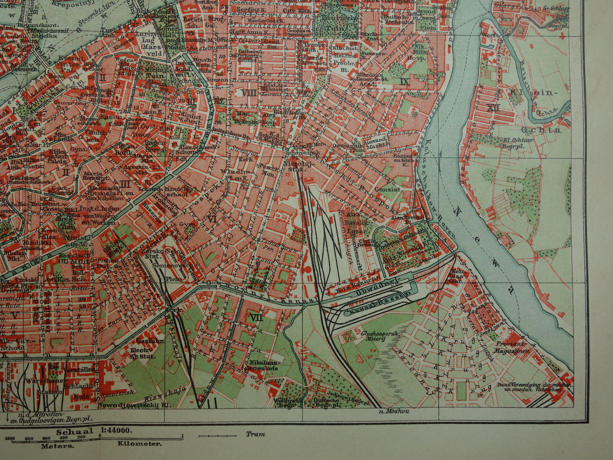 St Petersburg old map Original antique Dutch map of Saint Petersburg Russia from 1910 vintage historical maps