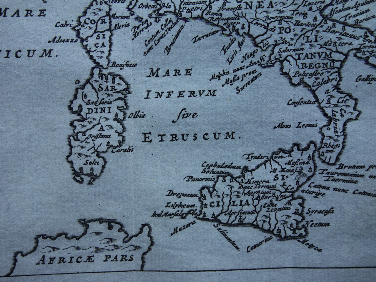 Old map of Italy from 1661 original antique Dutch map small format