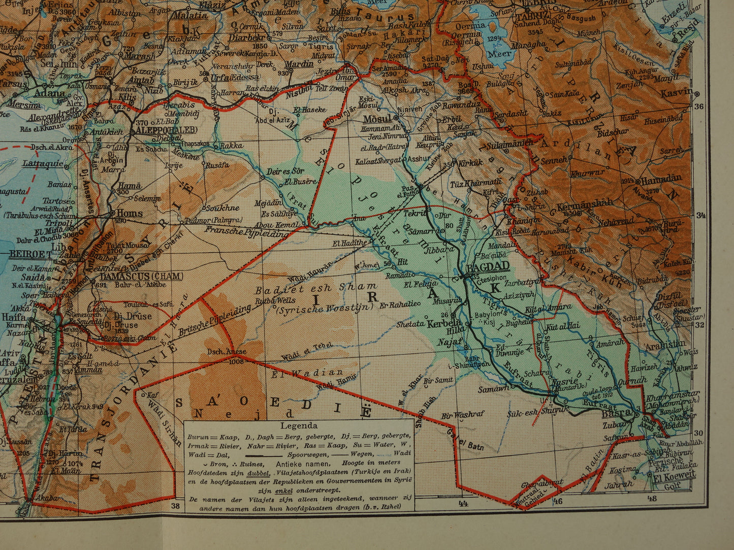 TURKEY Old map from the year 1938 historical Dutch map Turkey vintage maps