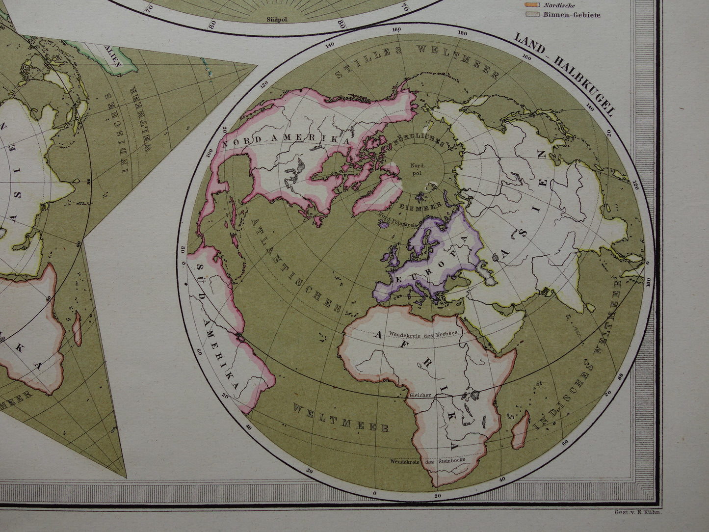 WORLD MAP large old map of the World from 1880 original vintage map largest land mass water mass with date