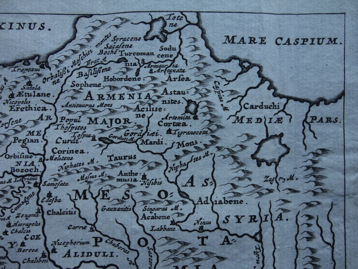 Old map of Palestine Syria Mesopotamia Armenia in ancient times 1661 original antique map small format Armenia Syria Mesopotami Cluver