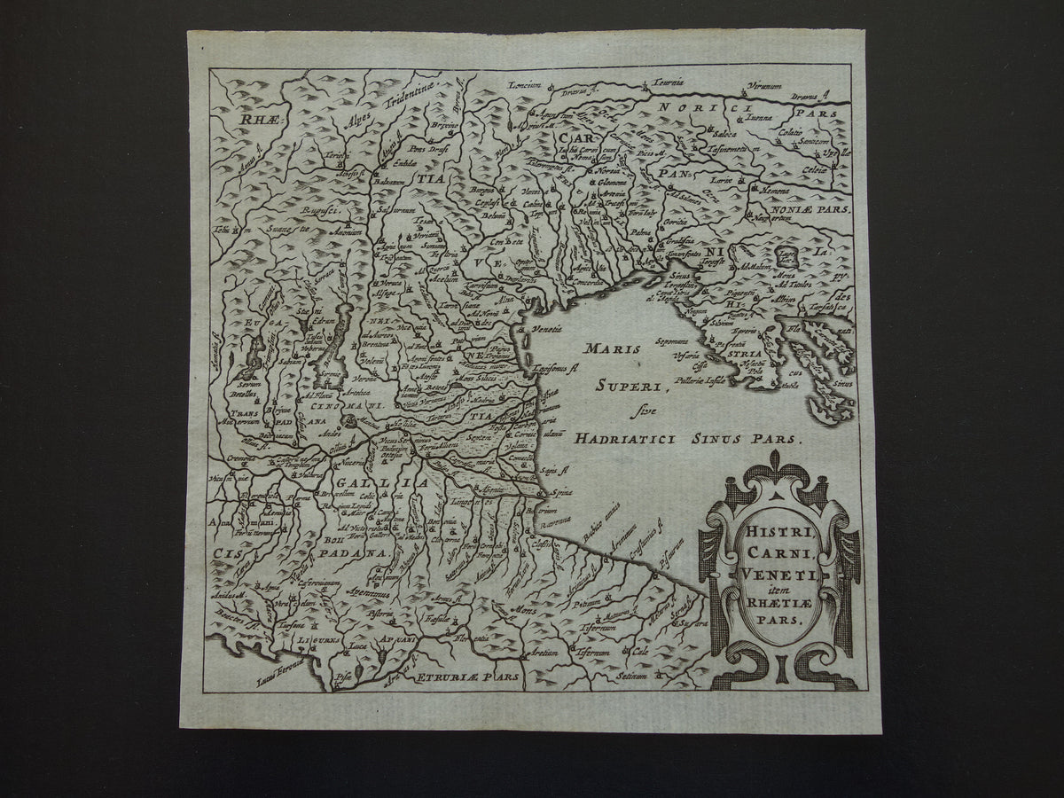 Italy 360+ year old map of Venice and surroundings 1661 original antique Dutch map small format