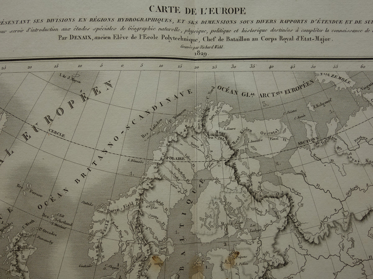 EUROPA antieke hydrografische kaart van Europa uit 1830