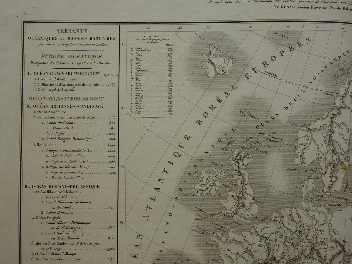 EUROPA antieke hydrografische kaart van Europa uit 1830