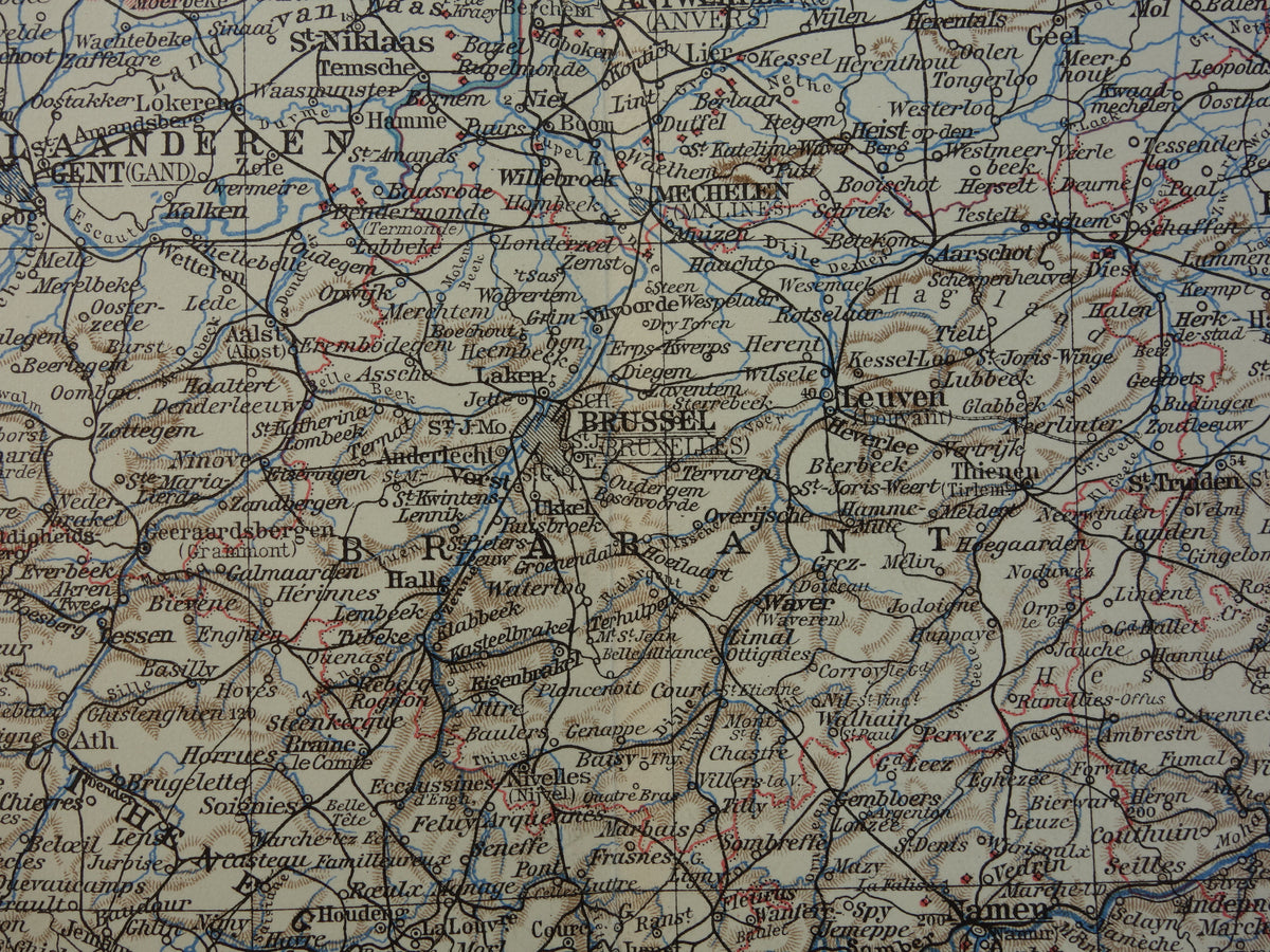 BELGIE Oude kaart van België uit 1932 originele vintage Nederlandse landkaart Taalgrens