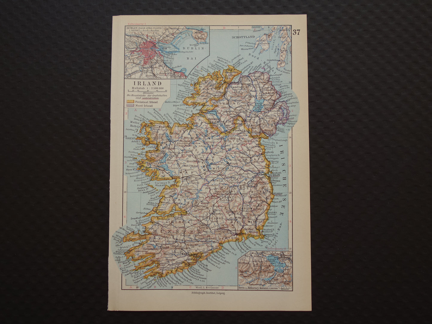IRELAND old map of Ireland 1928 small detailed map Ireland