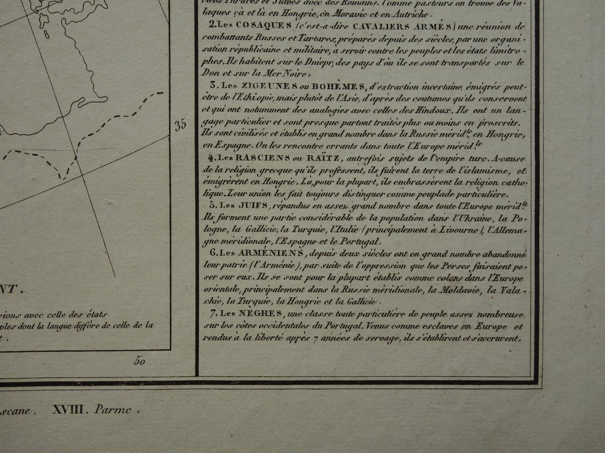EUROPA oude kaart van Europa uit 1830 over taal en volken Antieke Landkaart Linguïstisch