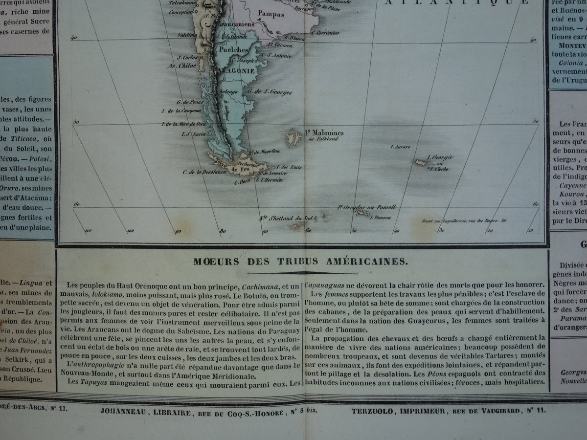 ZUID-AMERIKA Grote oude kaart van Zuid-Amerika uit 1837 Antieke landkaart continent