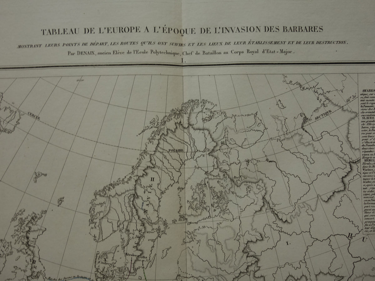 Old map of Europe Great Migration original antique map from 1830 history map
