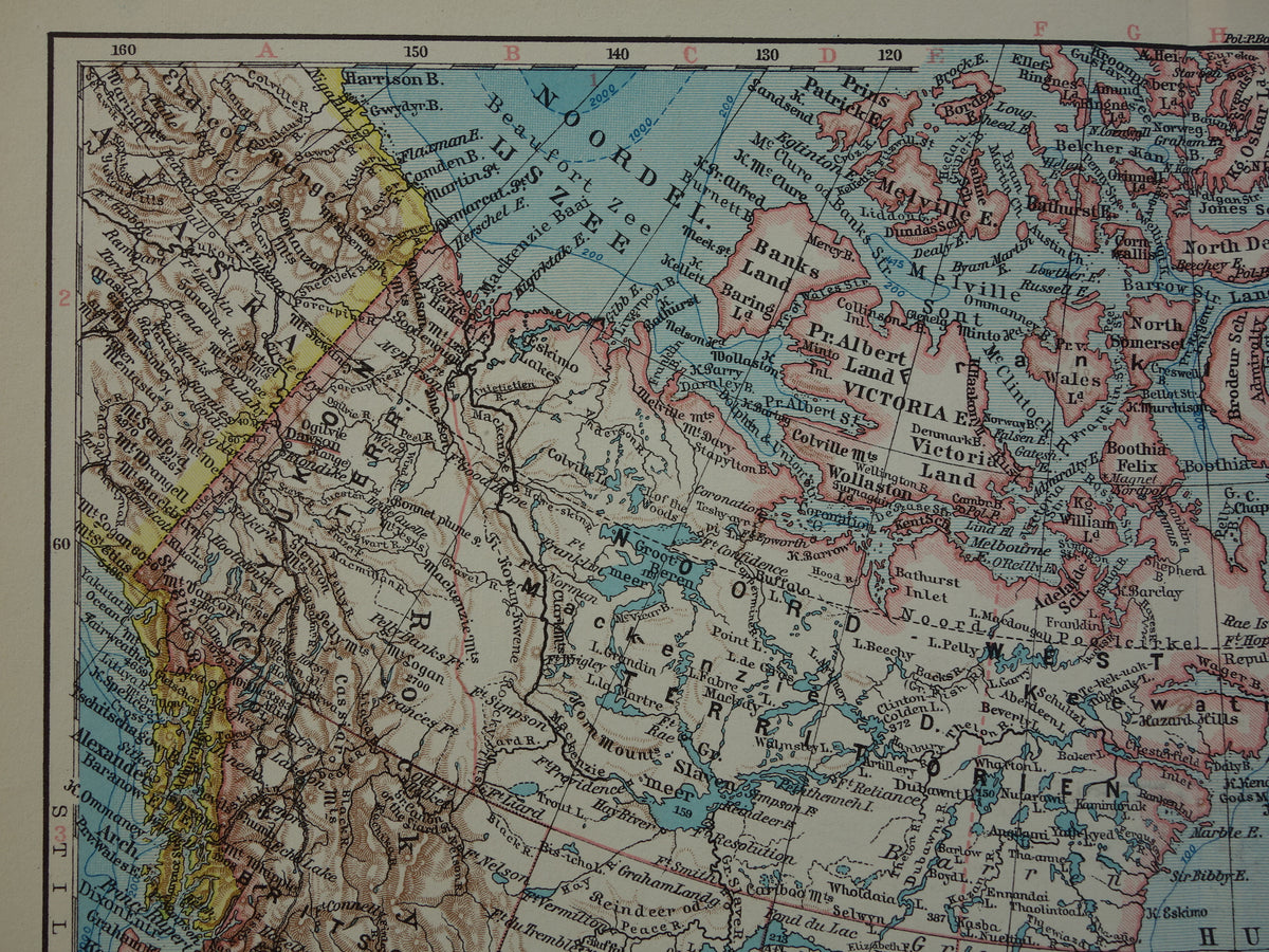 CANADA oude kaart van Canada uit 1933 originele vintage Nederlandse landkaart