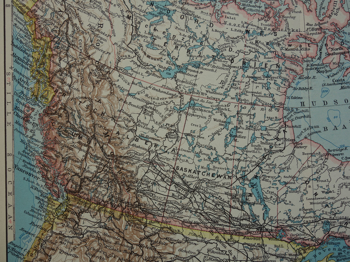 CANADA oude kaart van Canada uit 1933 originele vintage Nederlandse landkaart