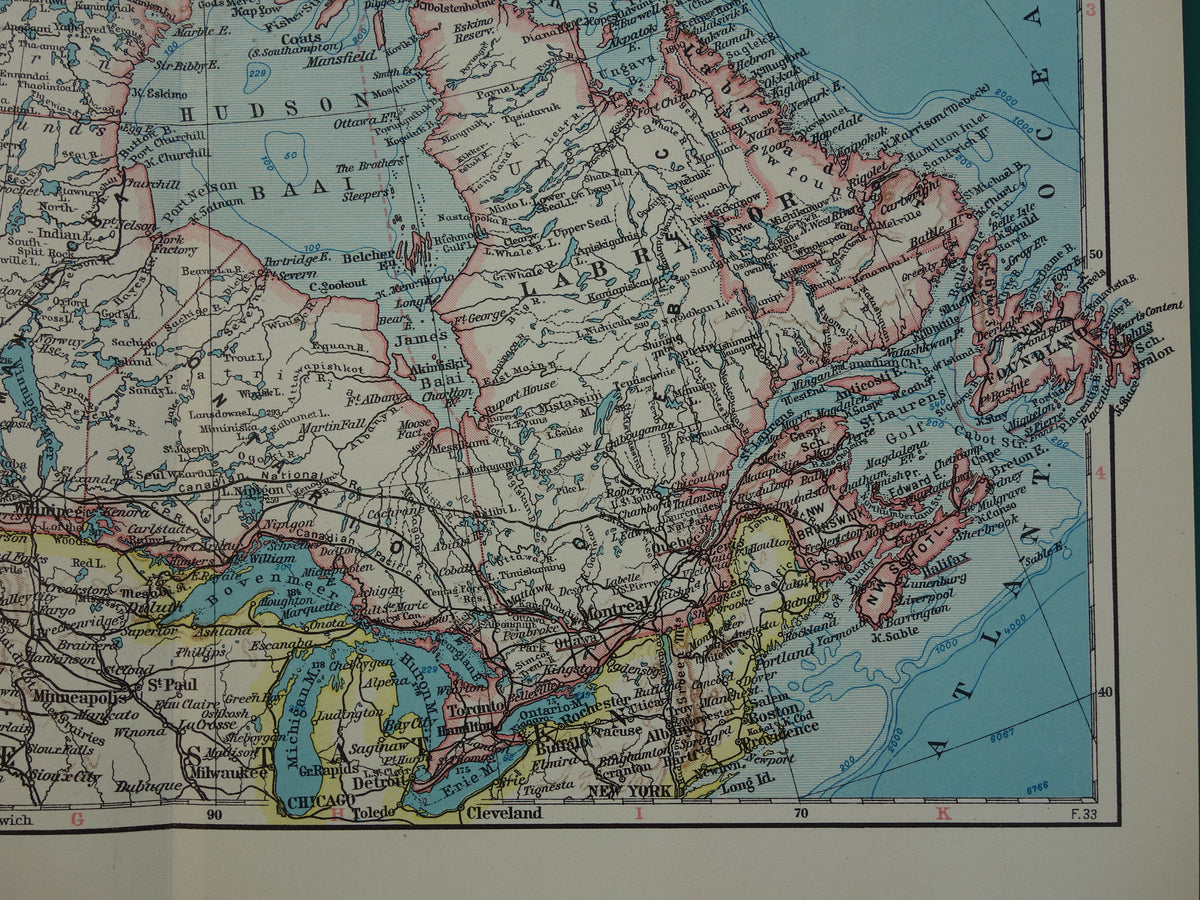 CANADA oude kaart van Canada uit 1933 originele vintage Nederlandse landkaart