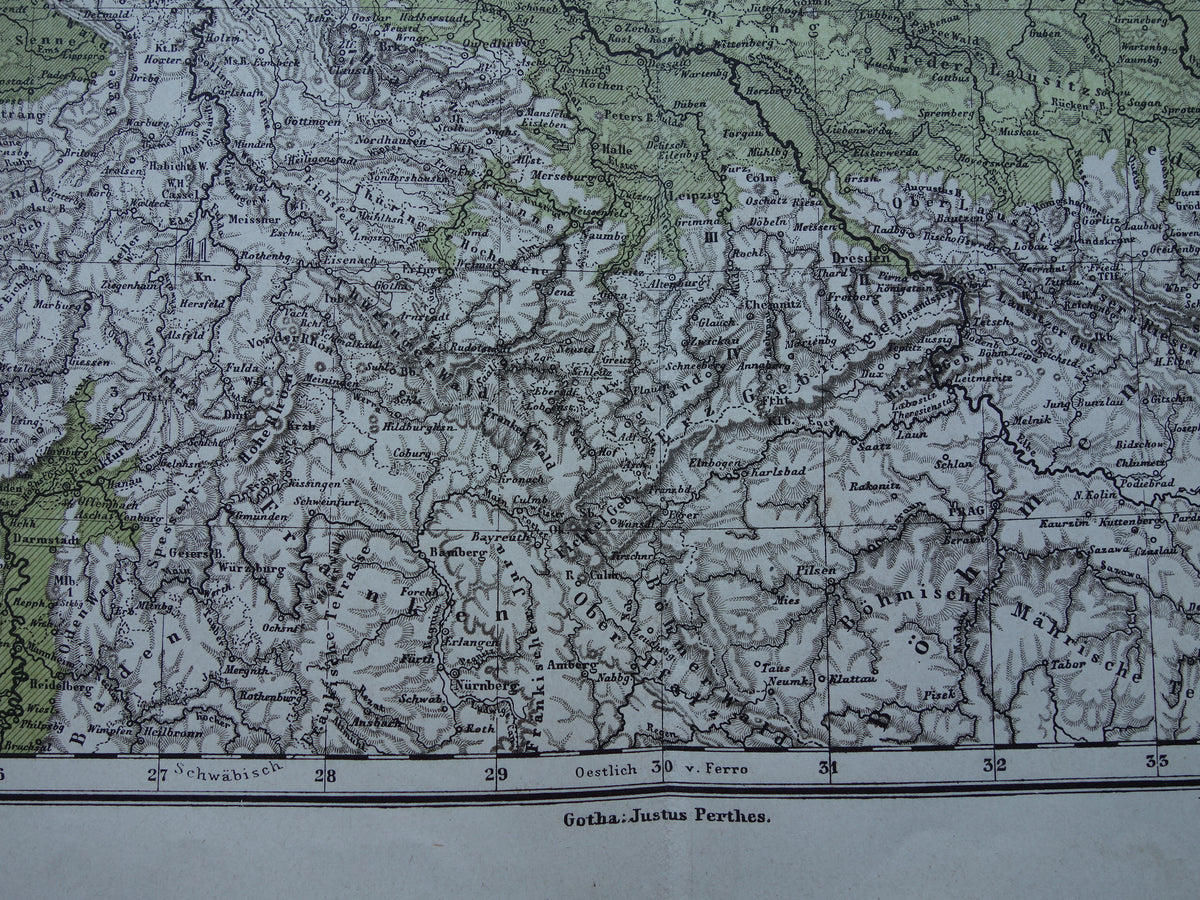 DUITSE RIJK Antieke kaart uit 1875 oude landkaart van Duitsland Polen Nederland