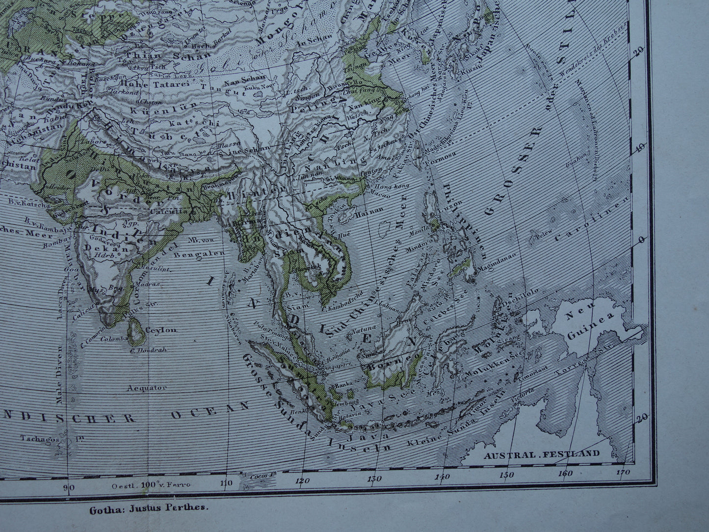 Asia antique oro hydrographic map from 1875 old map of rivers and mountains elevation map