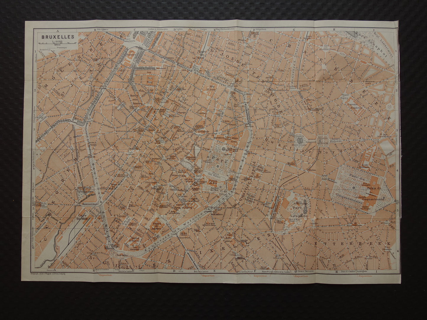 BRUSSELS old map of Brussels Belgium from 1904 original antique historical map