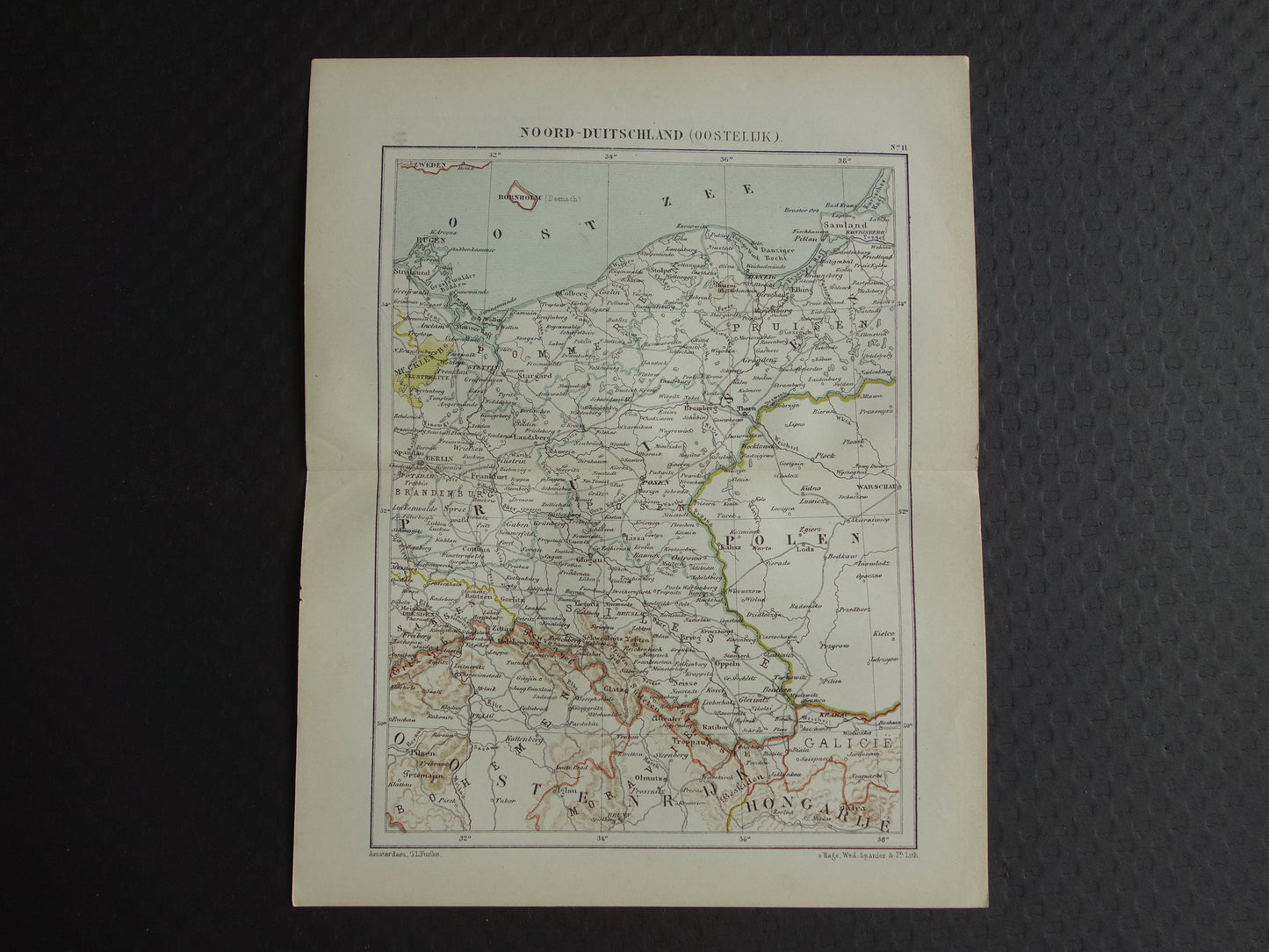 Northeast Germany old map original antique Kuyper map from 1882 vintage print Germany Poland Danzig Berlin