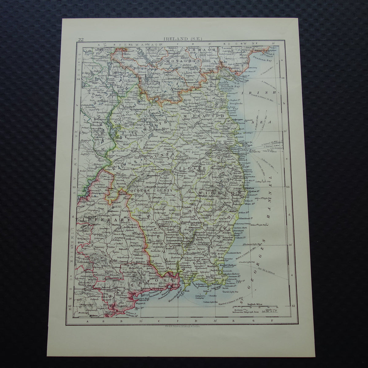 IERLAND Oude kaart van Leinster uit 1901 originele antieke Engelse landkaart Ierse provincie Leinster Dublin