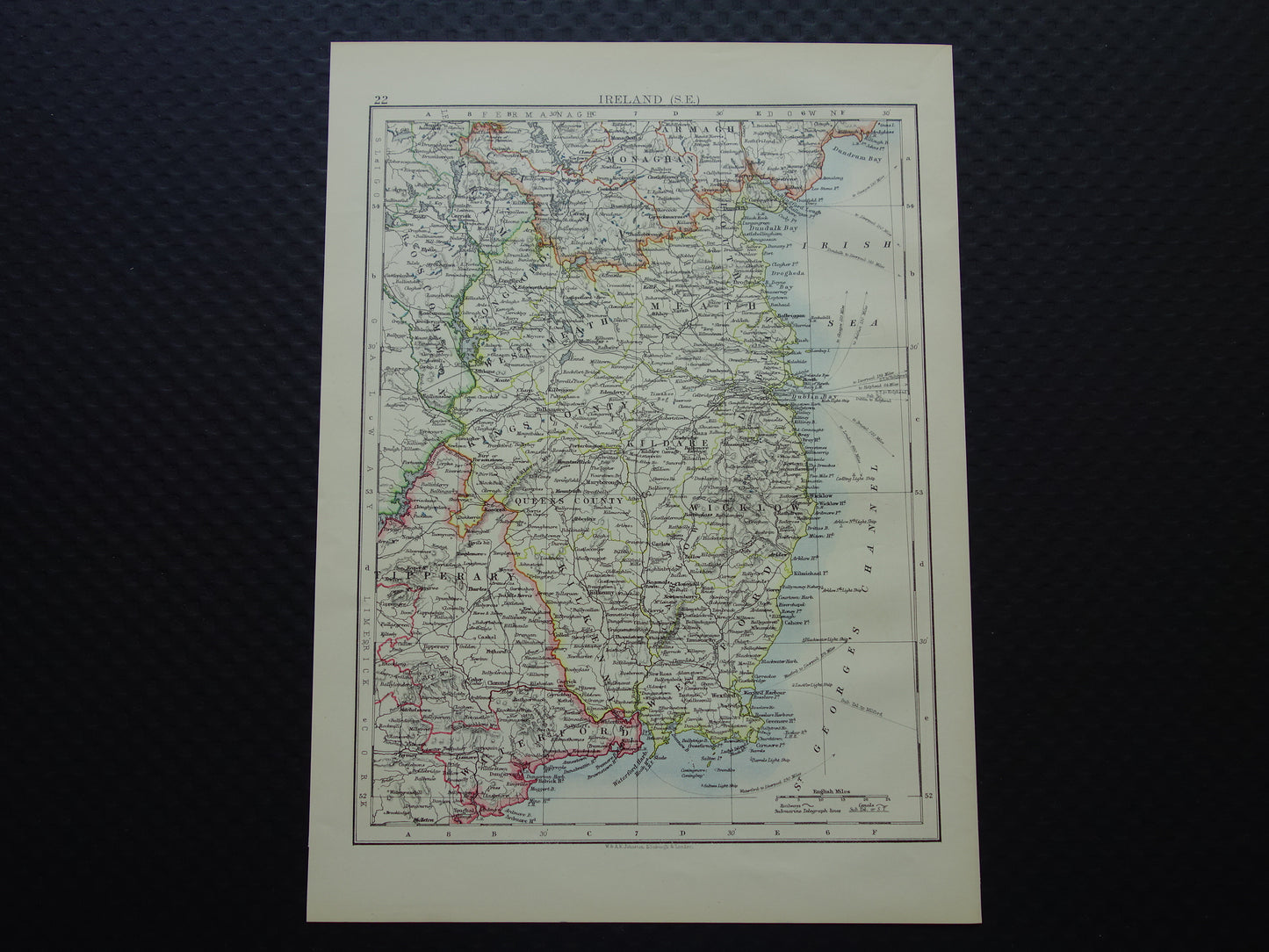 IERLAND Oude kaart van Leinster uit 1901 originele antieke Engelse landkaart Ierse provincie Leinster Dublin