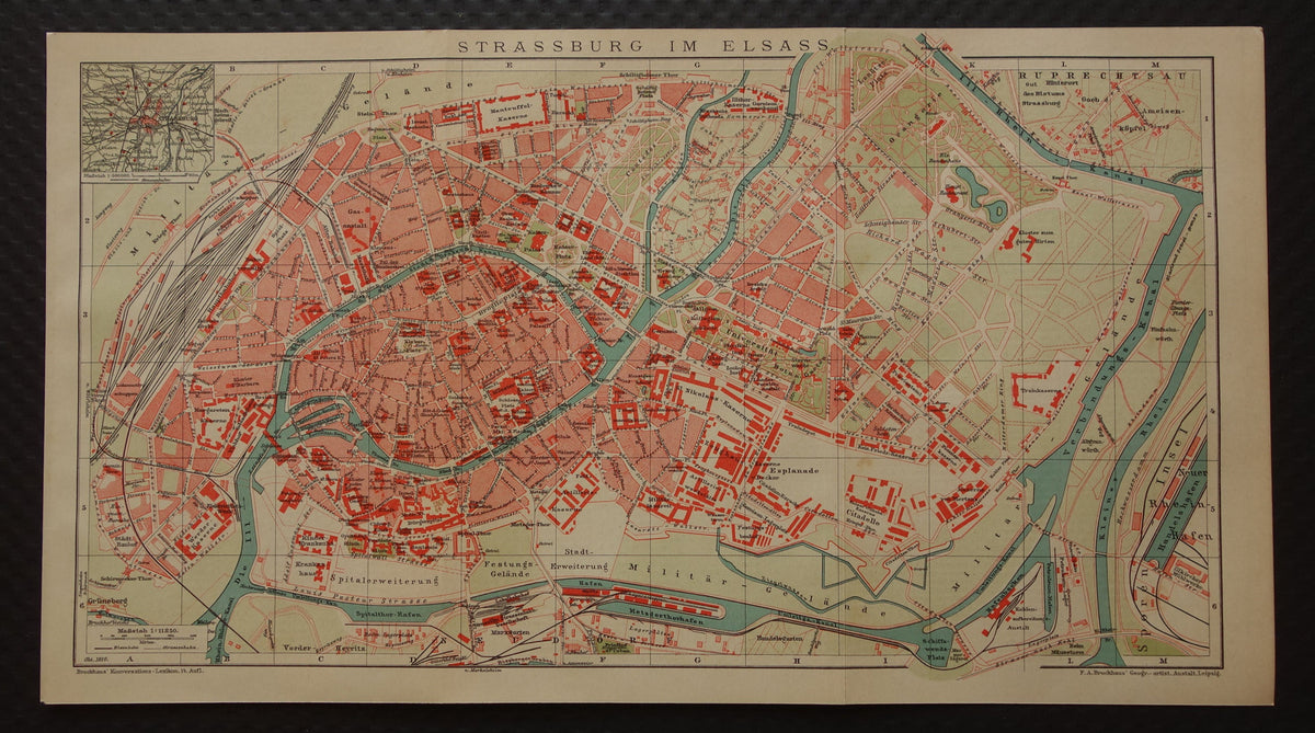 STRAATSBURG antieke plattegrond oude kaart van Straatsburg uit 1911 - originele vintage historische kaarten met jaartal