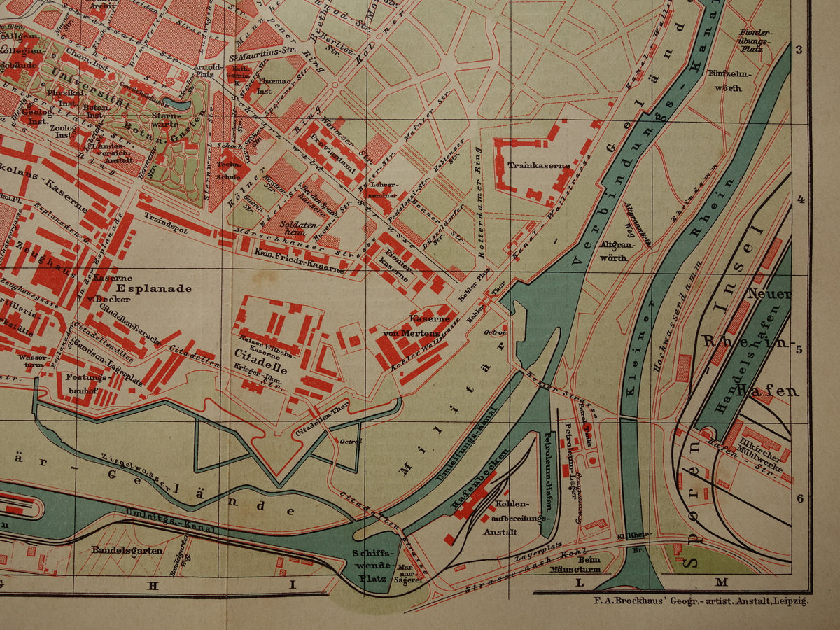 STRASBOURG antique map old map of Strasbourg from 1911 - original vintage historical maps with date