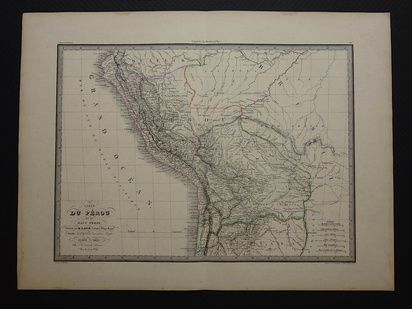 1851 Lapie Carte du Perou et du Haut Perou