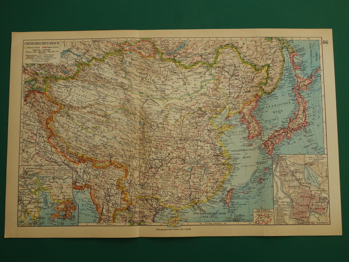 CHINA Vintage map from 1931 original old map Chinese Empire Nanking Nanjing Japan