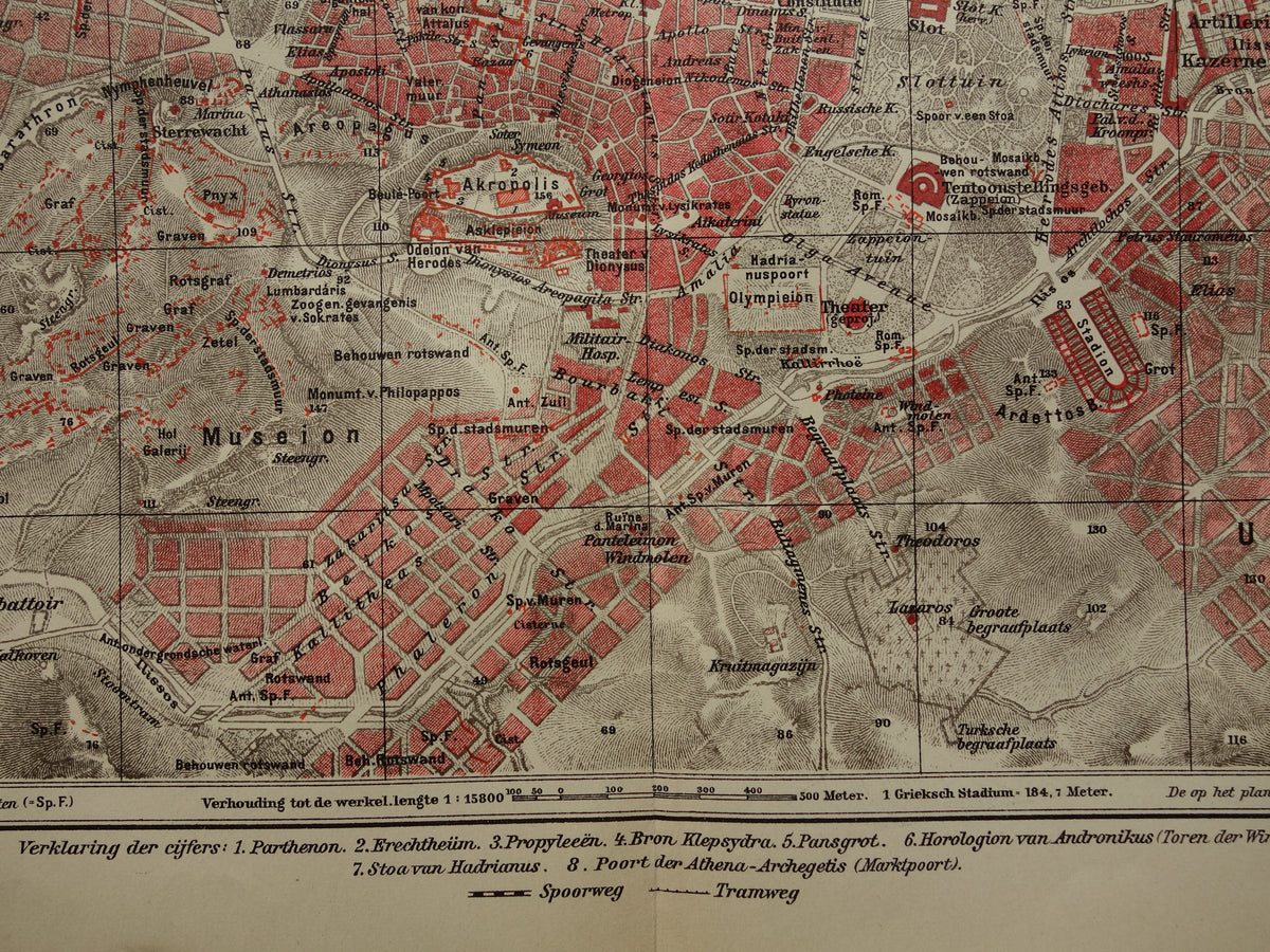 Old Dutch map of Athens from 1905 original antique map of Athens Greece