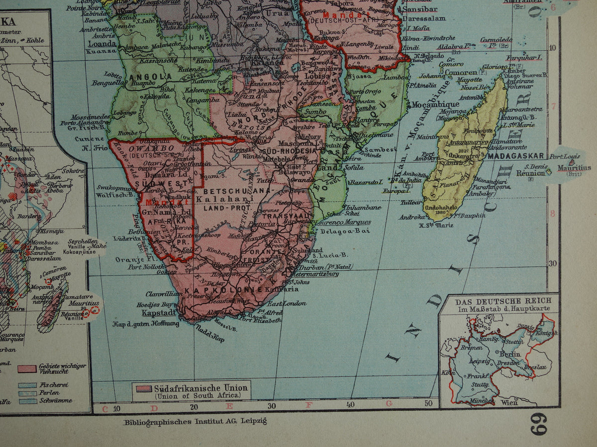 Oude landkaart van Afrika uit 1931 originele vintage kaart van Afrika continent - oude Duitse kaarten