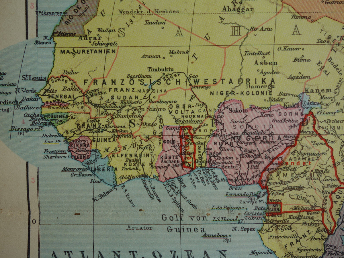 Oude landkaart van Afrika uit 1931 originele vintage kaart van Afrika continent - oude Duitse kaarten