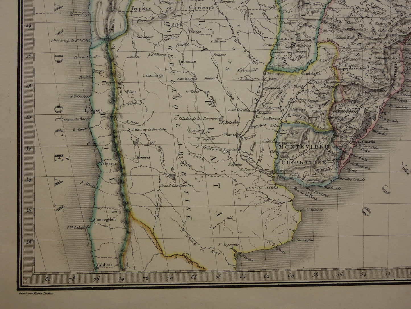 BRAZIL Large old map of Brazil from 1851 Original antique map with date