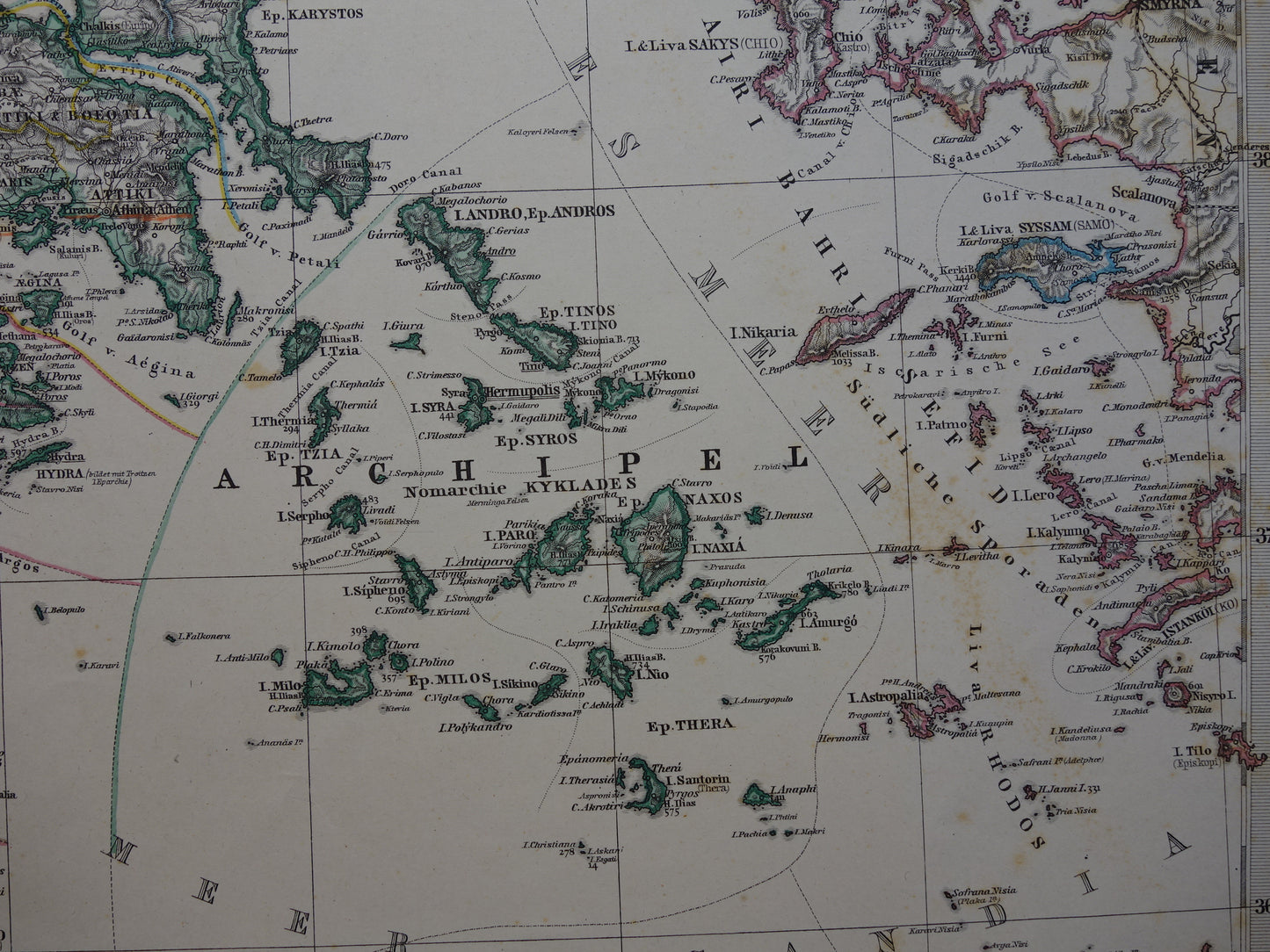 GREECE old map 1884 original antique german map