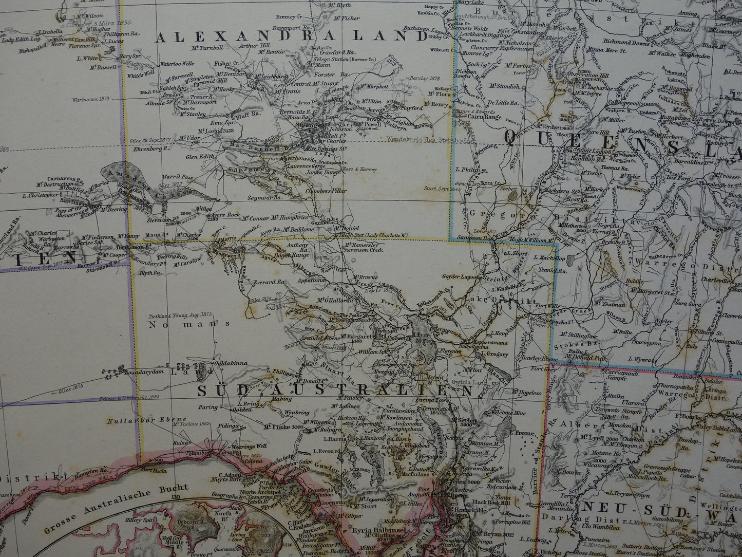 AUSTRALIA old map from 1884 original antique German map of Australia 37x44 cm