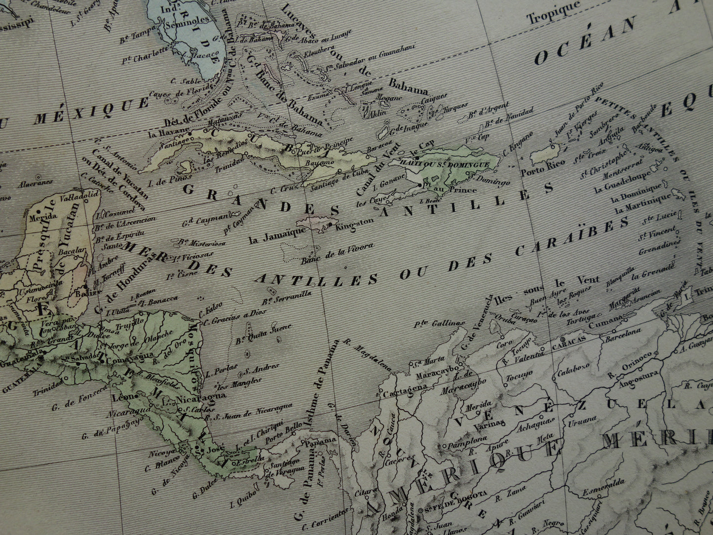 NORTH AMERICA Large old map continent USA Canada Mexico antique map from 1858 Vintage French map