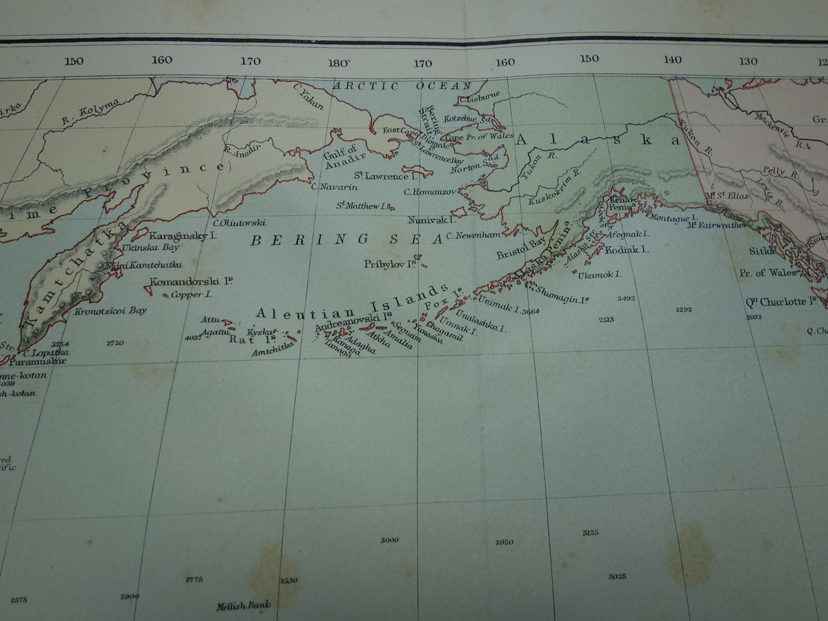 OCEANIA Large old map of Oceania Pacific Ocean original antique English map Indonesia Australia