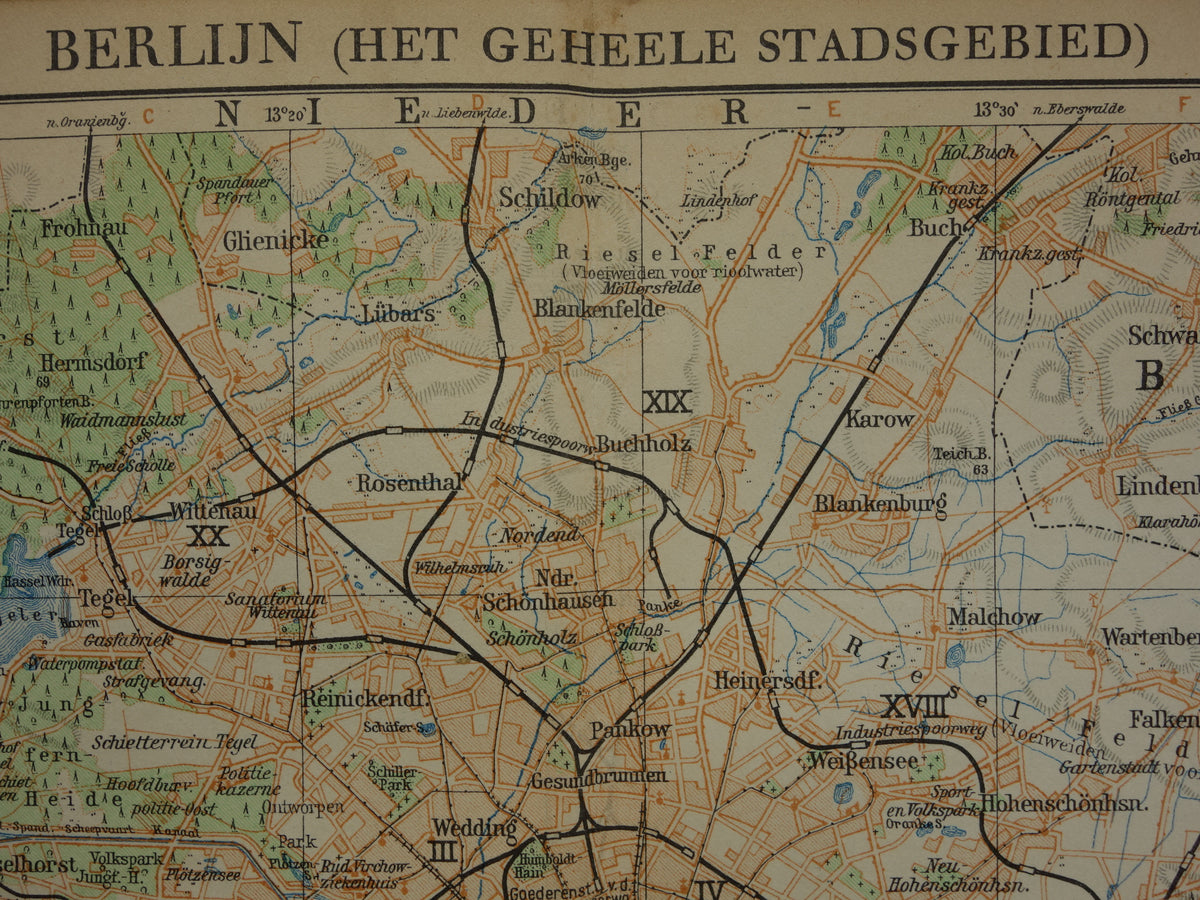 BERLIN and surroundings old map of Berlin from 1933 original Dutch vintage map
