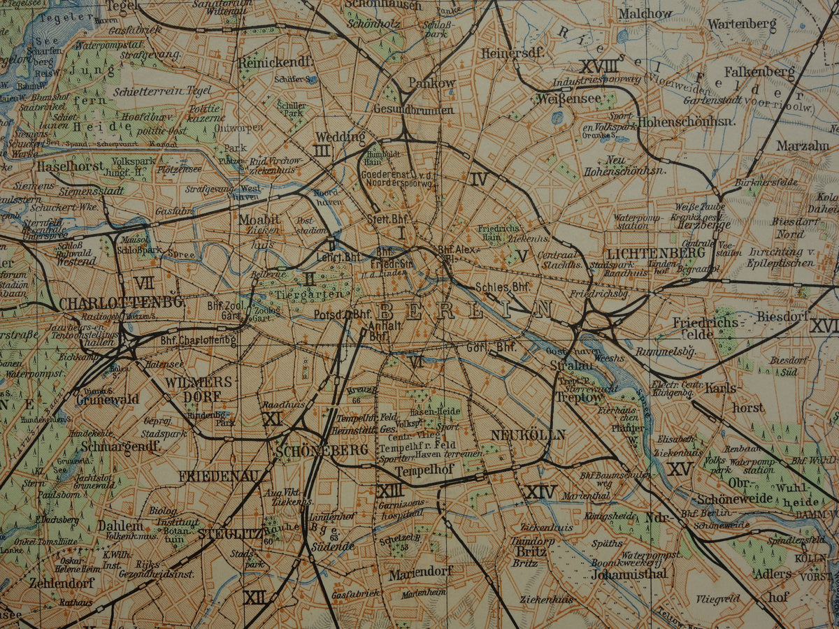 BERLIN and surroundings old map of Berlin from 1933 original Dutch vintage map