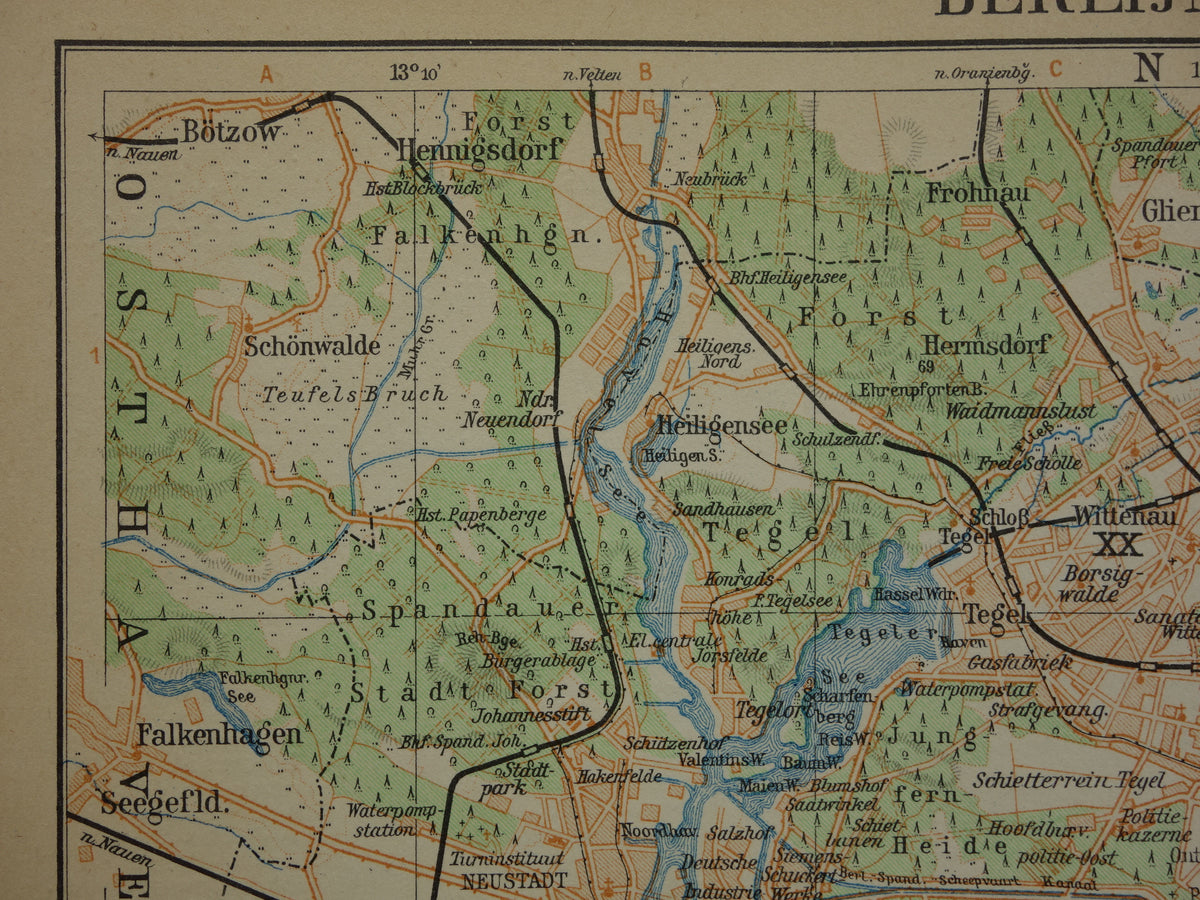 BERLIN and surroundings old map of Berlin from 1933 original Dutch vintage map